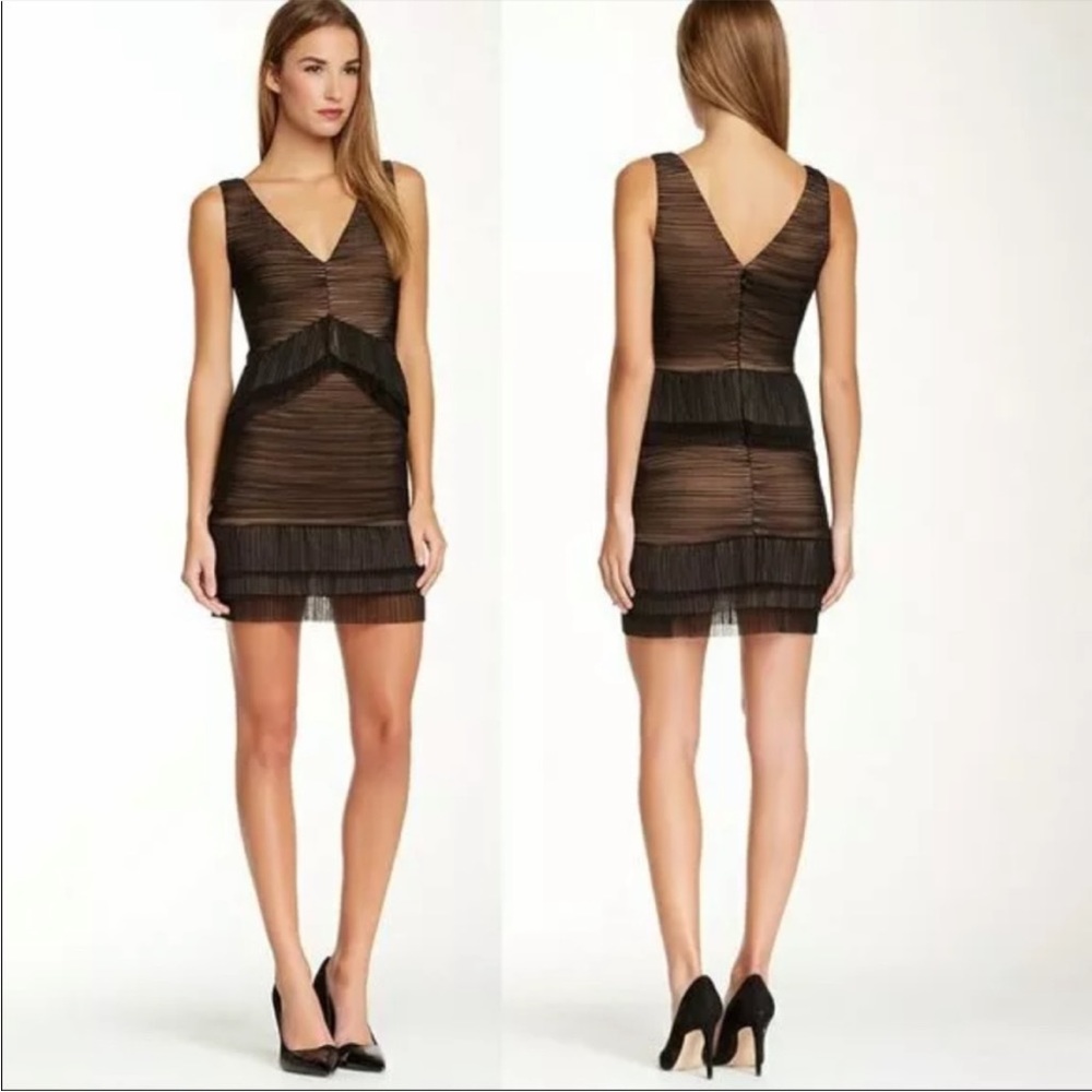 NWT - BCBGMaxAzria “Sven” Black Sheer Tiered Mini Black Cocktail Party Dress